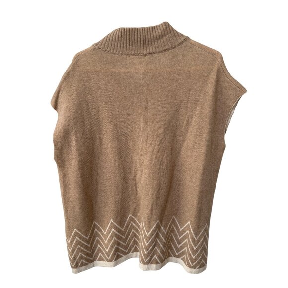 Note Di Anita Button Front Cardigan Sweater Vest Womens OS Tan Neutral Knitwear - Picture 2 of 5